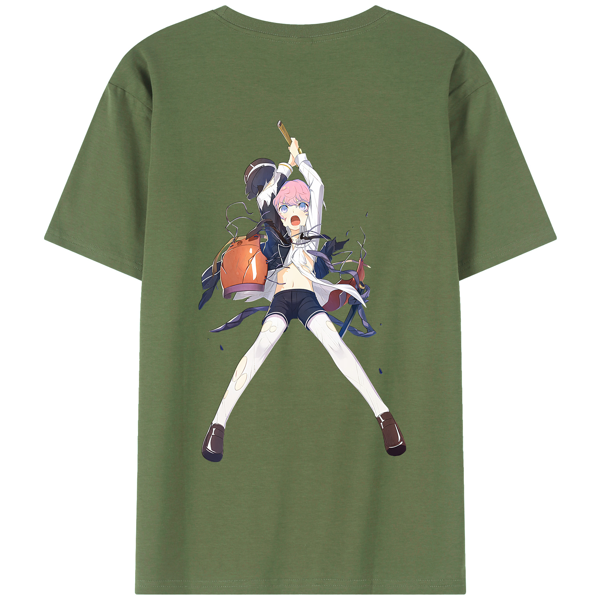 （画像用） 刀剣乱舞 Touken Ranbu 綿100％ メンズ半袖Tシャツ（バックプリント） 通気性